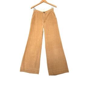 Vintage 70s Tan Corduroy Flare Pants Womens S 2 4 Wide Leg Festival Western Boho